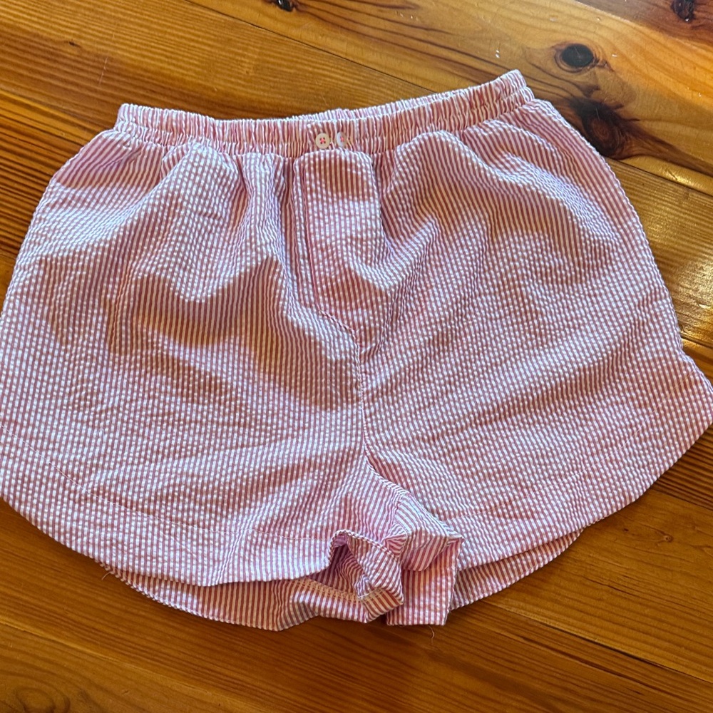 Free People Pink Striped High Waist Shorts